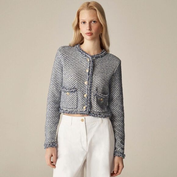 NWT J CREW Collection cropped lady jacket in textured cotton - Picture 5 of 9